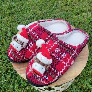 Plaid Sock Monkey Slippers